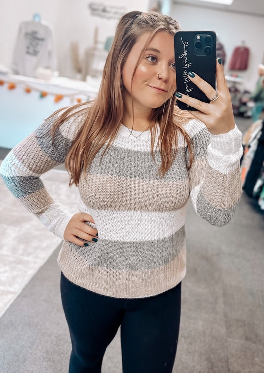 Jolie Colorblock Sweater | Grey/Taupe
