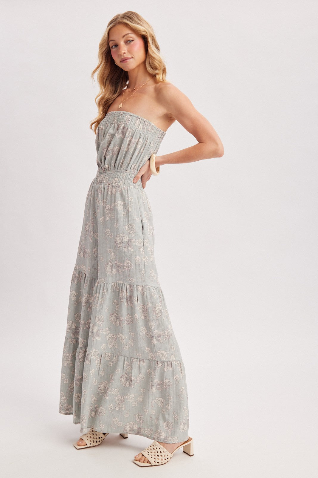 Daphne Smocked Floral Jumpsuit | Mint