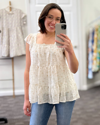 Gianna Floral Top | Beige