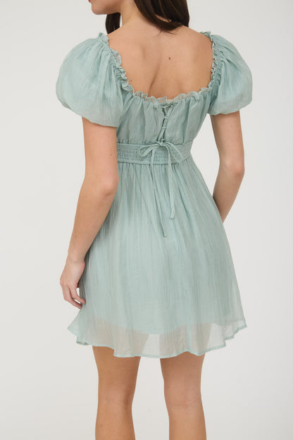 Emerai Balloon Sleeve Mini Dress | Mint