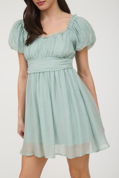 Emerai Balloon Sleeve Mini Dress | Mint