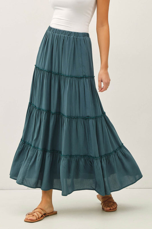 Esmi Tiered Maxi Skirt | Teal
