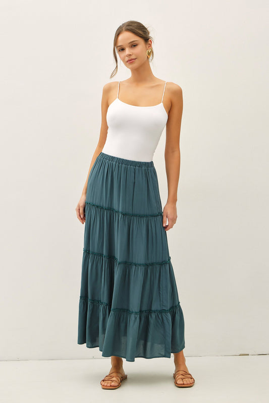 Esmi Tiered Maxi Skirt | Teal