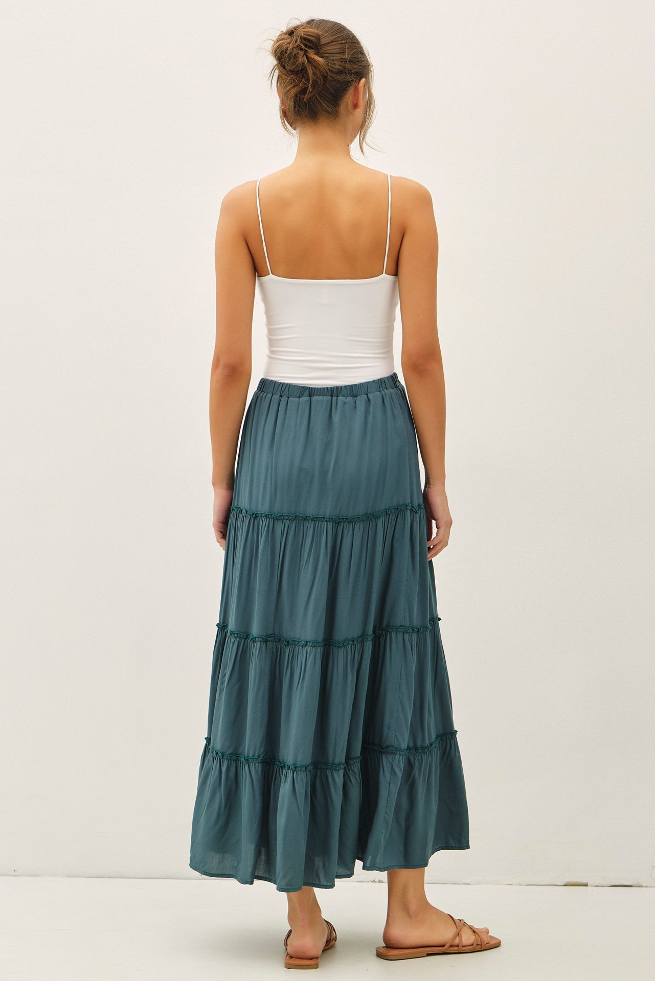 Esmi Tiered Maxi Skirt | Teal