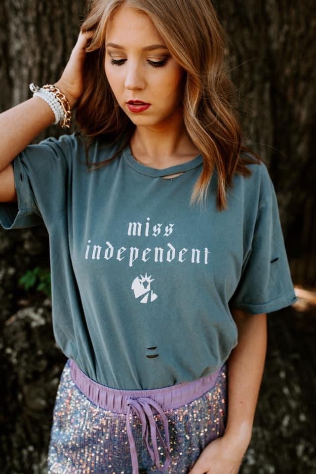 Miss Independent Distressed Cut Tee