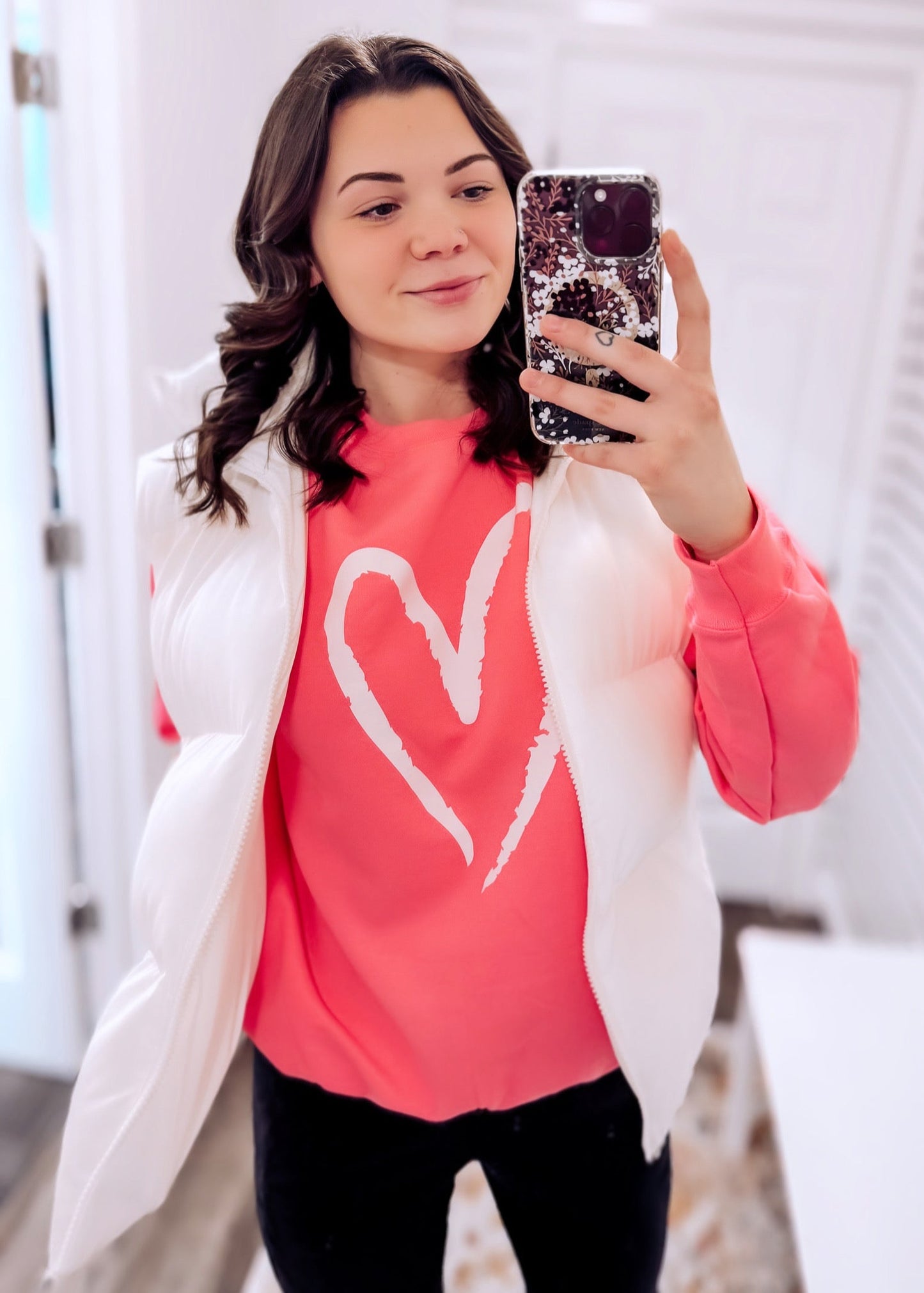 Heart Sweatshirt | Neon Pink