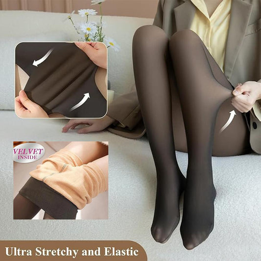 Fleece Lined Tights | Black + Nude