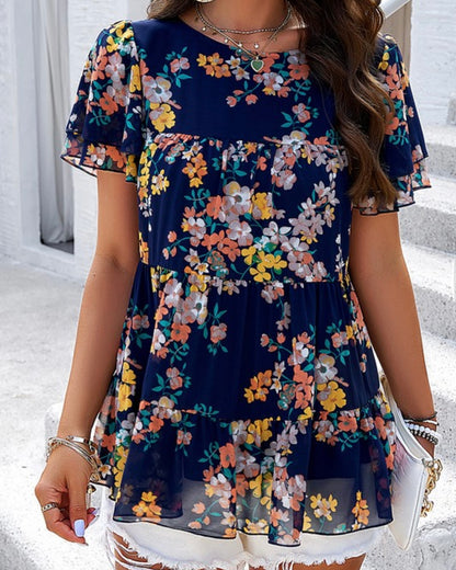Kinsey Floral Top | Navy