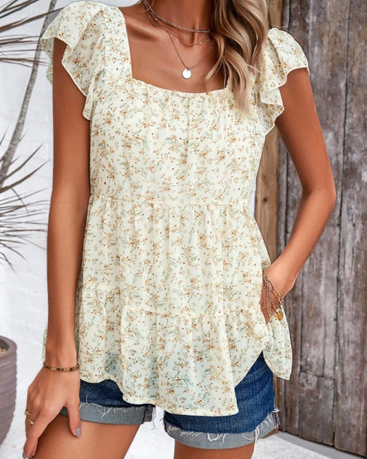 Gianna Floral Top | Beige