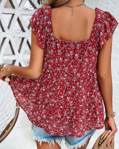 Gianna Floral Top | Red