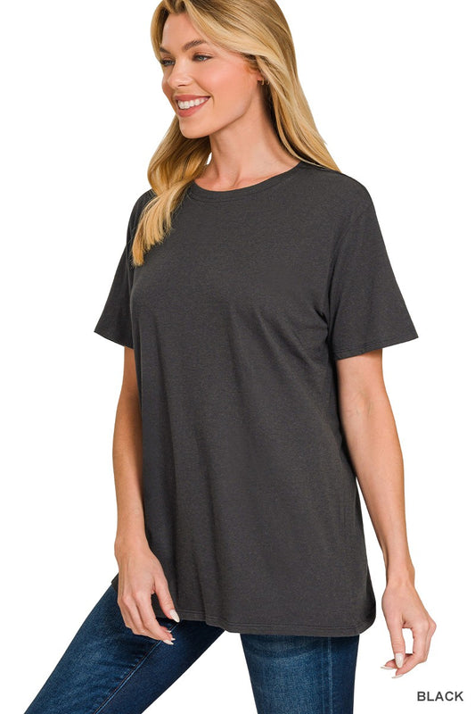 Grace Cotton Boyfriend Tee | Black