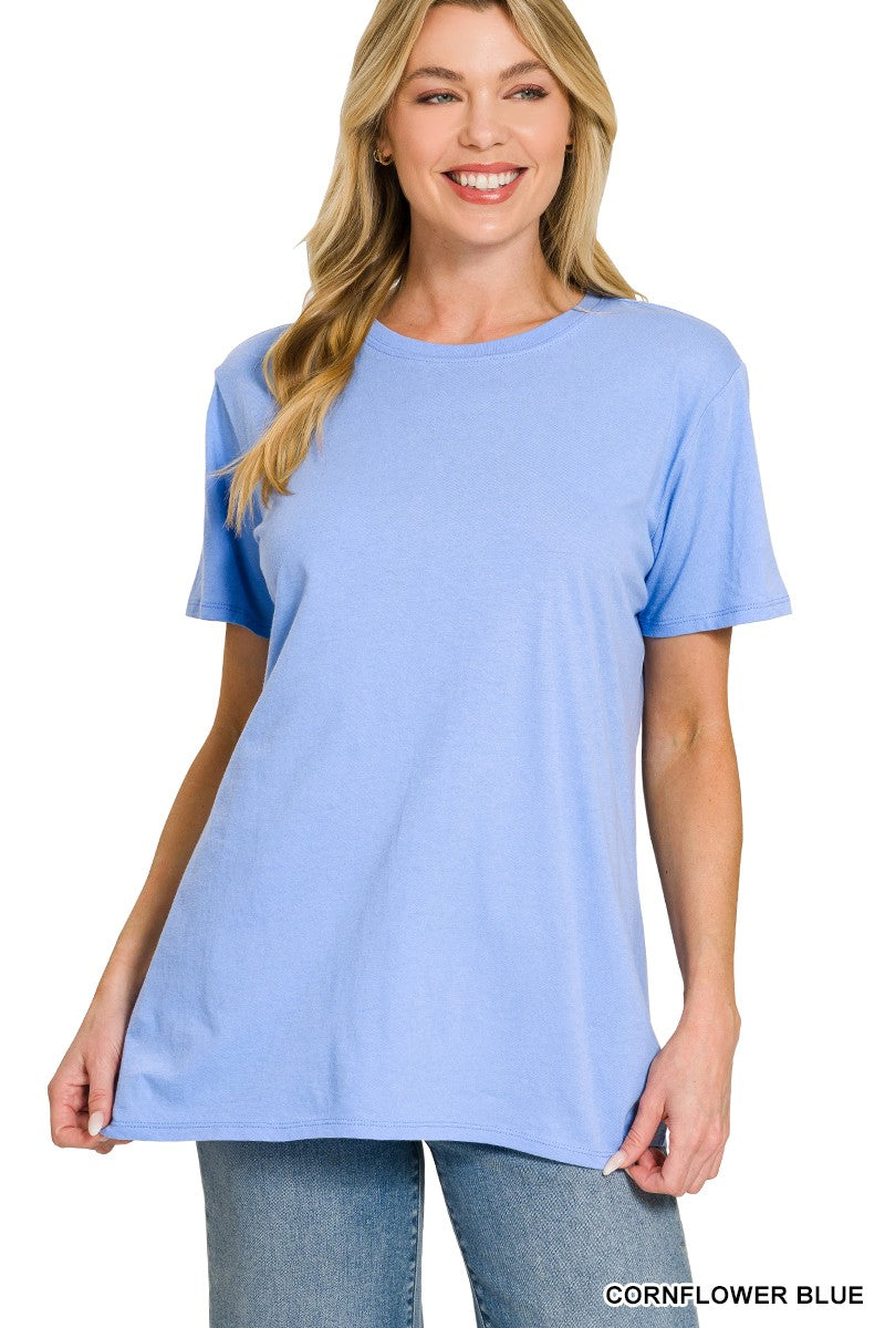 Grace Cotton Boyfriend Tee | Cornflower Blue