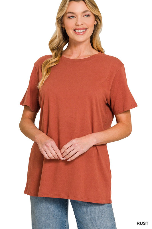 Grace Cotton Boyfriend Tee | Rust