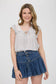 Hailey Stripe Lace Front Tie Top | Grey