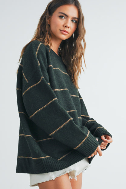 Hali Striped Sweater | Olive