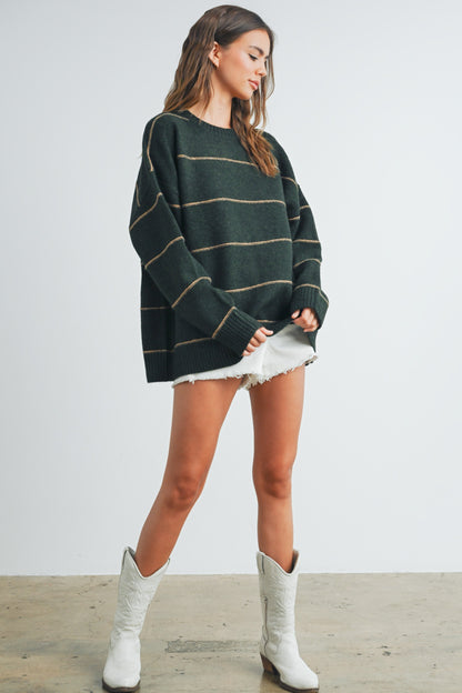 Hali Striped Sweater | Olive