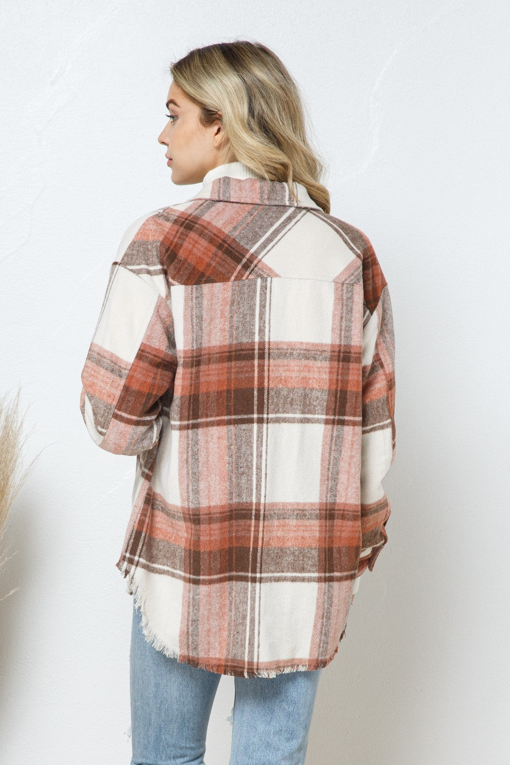 Harlow Plaid Shacket | Rust Brown