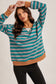 Hazel Color Contrast Striped Sweatshirt | Teal