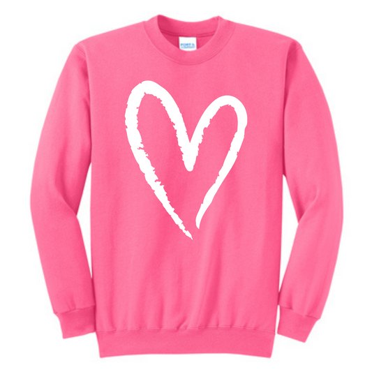 Heart Sweatshirt | Neon Pink