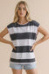 Helen Wide Stripe Color Block Top | Black