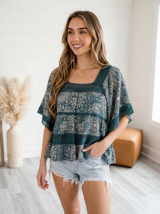 Marlowe Floral Blouse | Teal