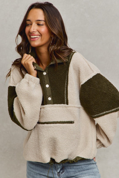 Cozy Girl Essential Sherpa Pullover | Olive