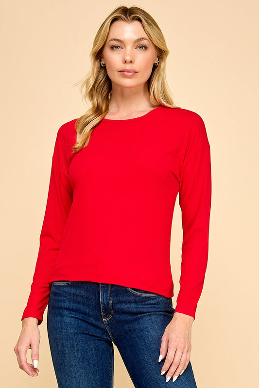 Sierra Ribbed Long Sleeve | Red