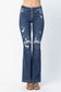 Lucy Judy Blue 5 Button Distressed Bootcut