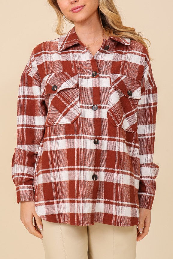James Plaid Shacket | Clay