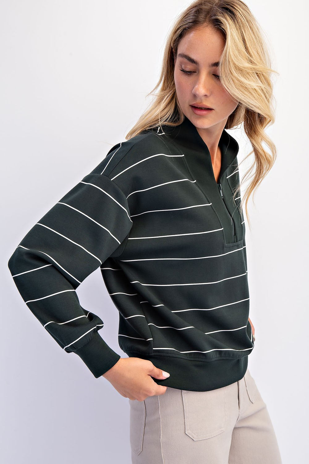 Jayda Half-Zip Scuba Pullover | Regency Green