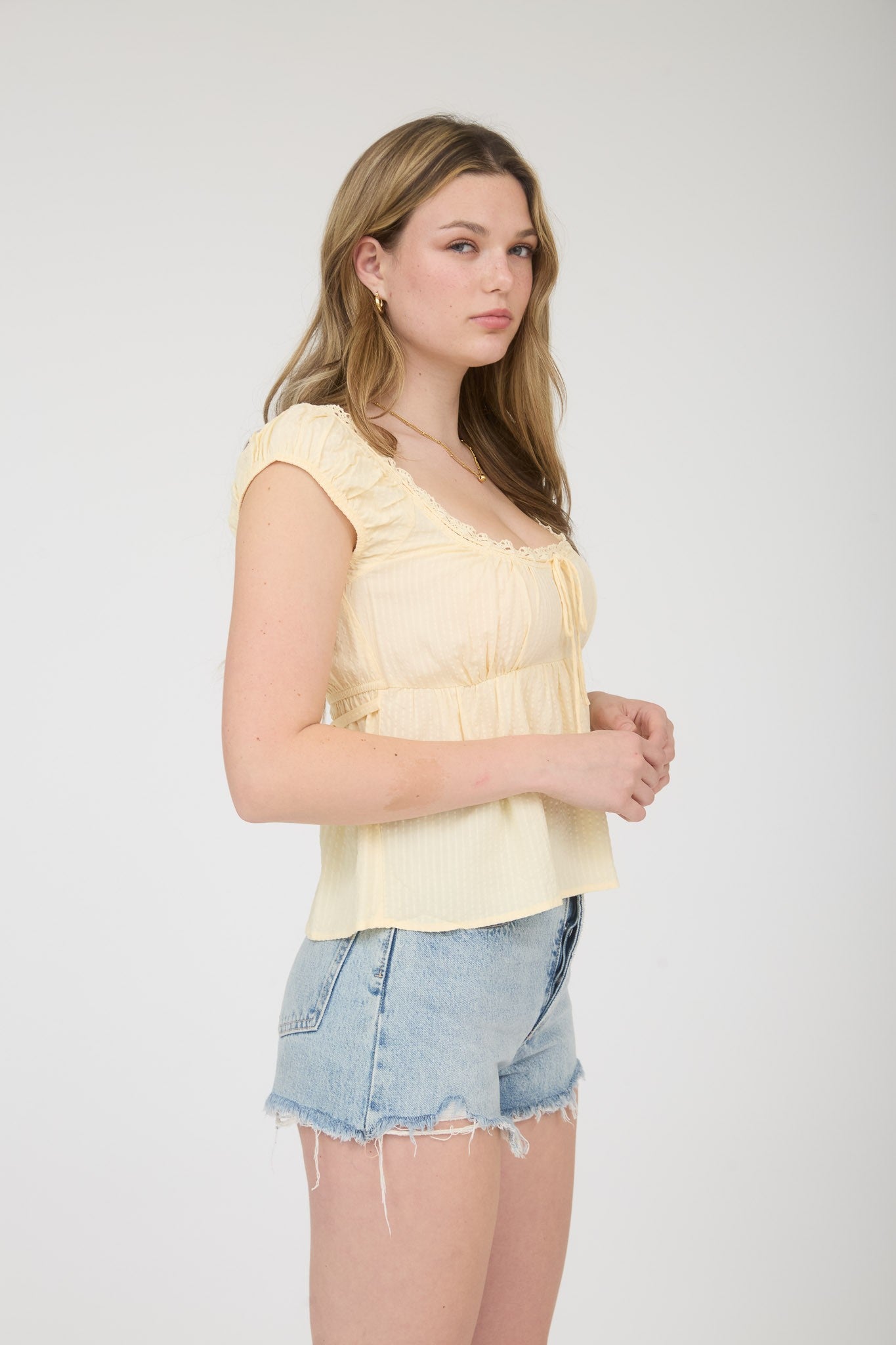 Jocelyn Front Tie Top | Butter Yellow