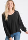 Kait Sequin Long Sleeve Top | Black