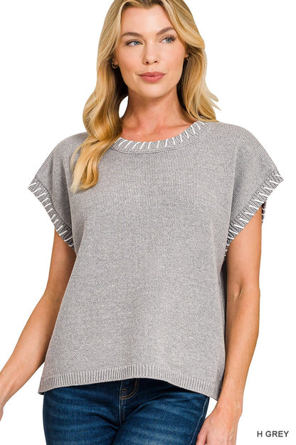 Kate Stitched Sweater Vest | Grey