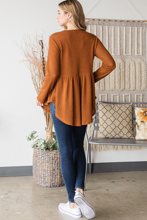 Katie Waffle Knit Long Sleeve | Camel