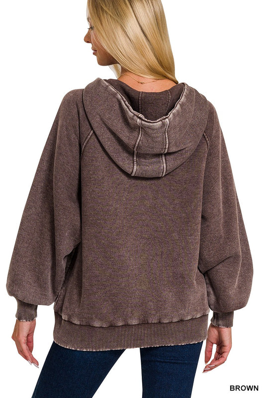 Kennedy Acid Wash 1/4 Zip | Brown