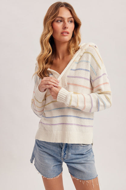 Kiara Striped Hooded Sweater