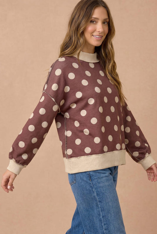 Klarity Polka Dot Pullover | Chestnut