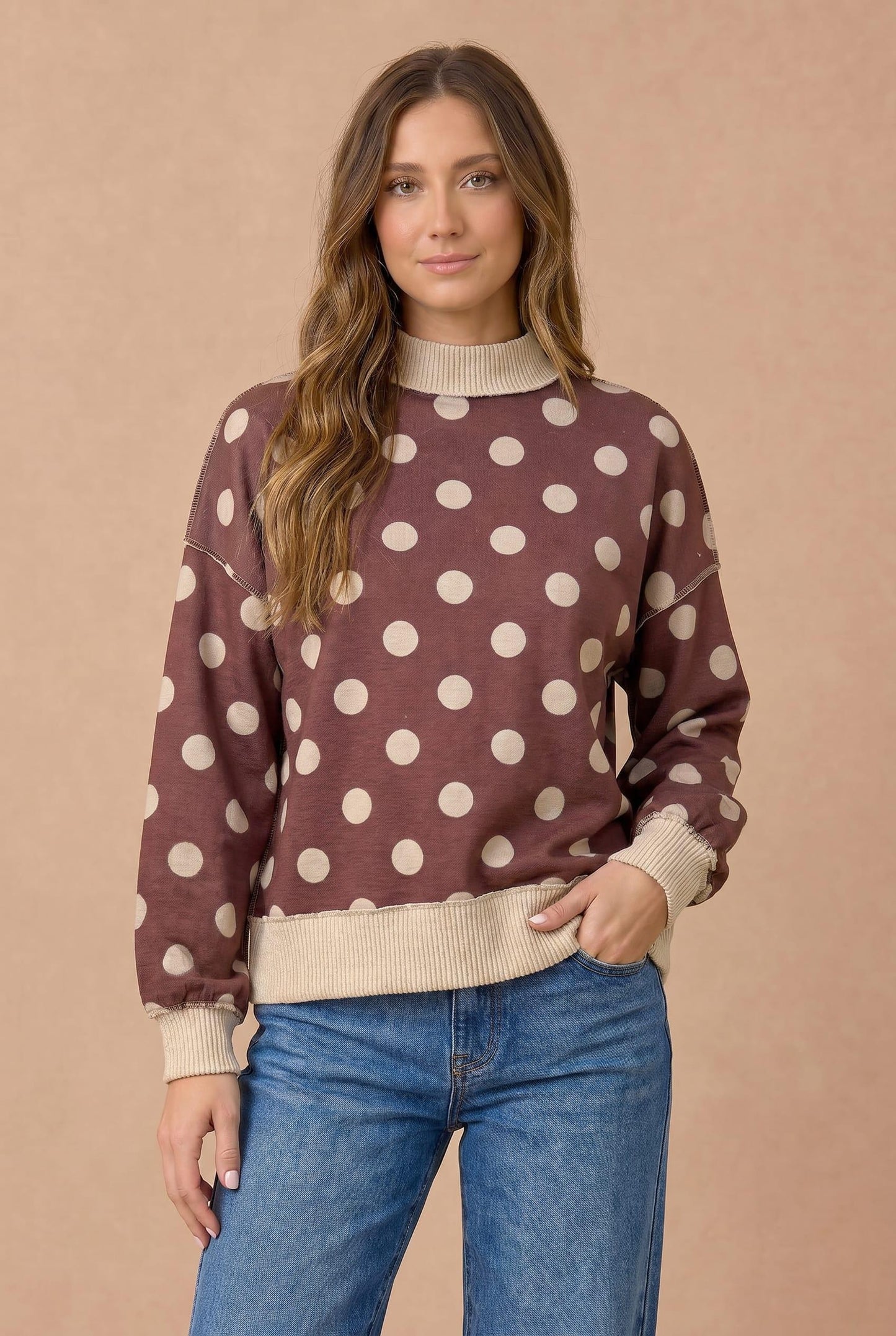 Klarity Polka Dot Pullover | Chestnut