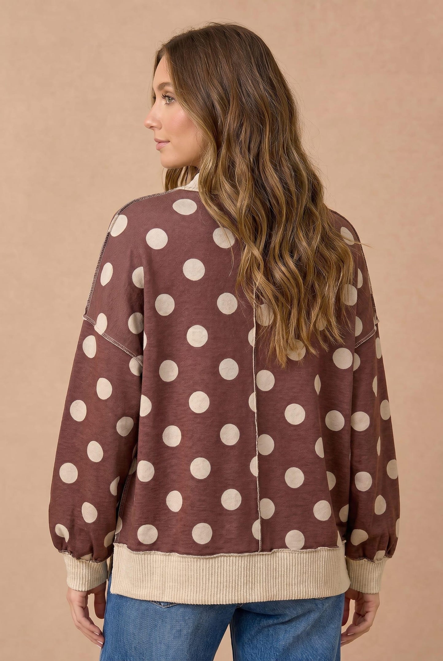 Klarity Polka Dot Pullover | Chestnut