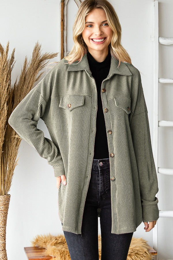 Laura Textured Button Down | Olive