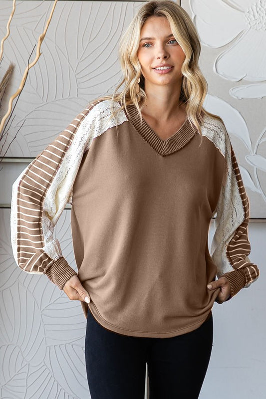 Lawson Lace Contrast Long Sleeve | Mocha