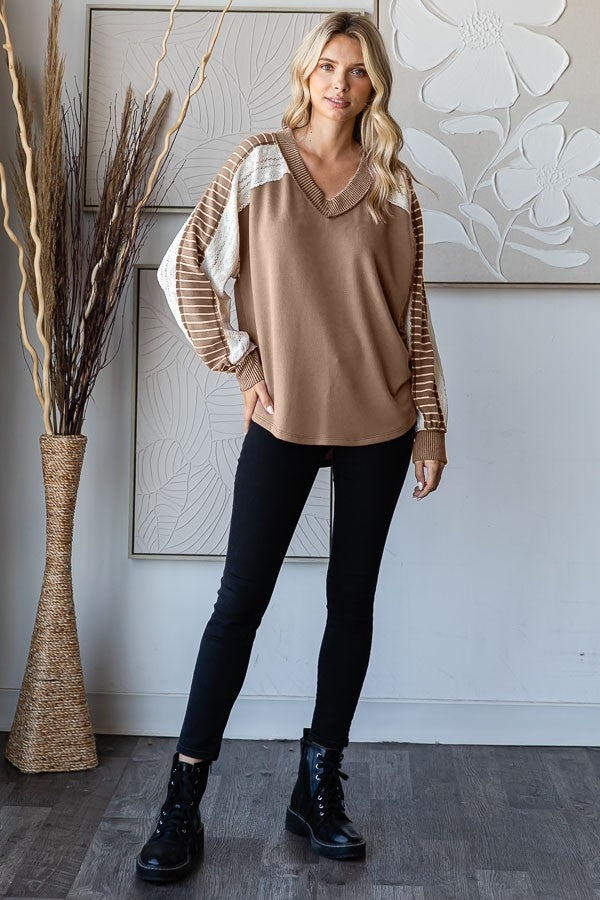 Lawson Lace Contrast Long Sleeve | Mocha