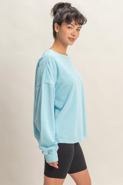 Layla Oversized Open Back Sweatshirt | Blue