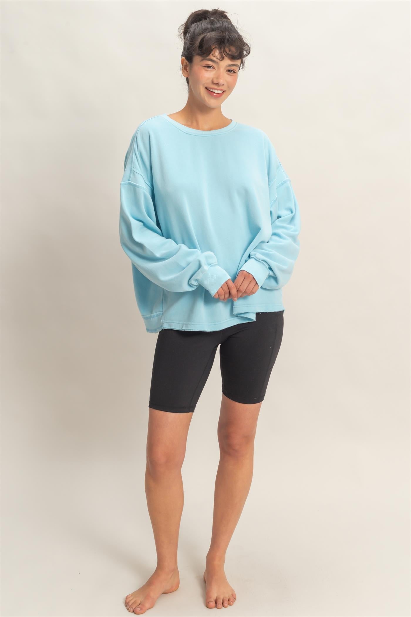 Layla Oversized Open Back Sweatshirt | Blue