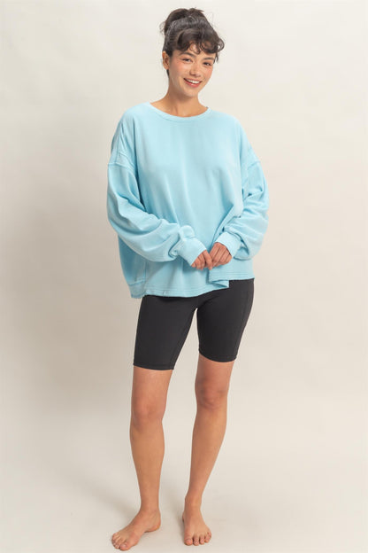 Layla Oversized Open Back Sweatshirt | Blue
