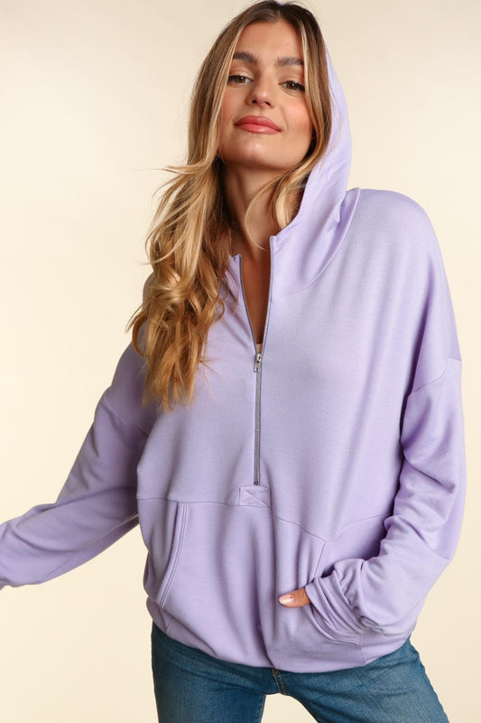 Lila Half Zip Pullover | Purple
