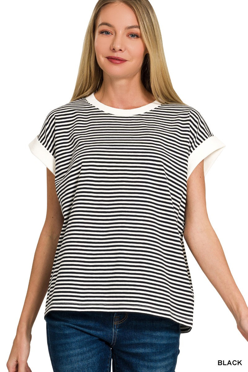 Lily Striped Top | Black