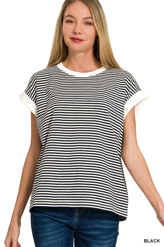 Lily Striped Top | Black