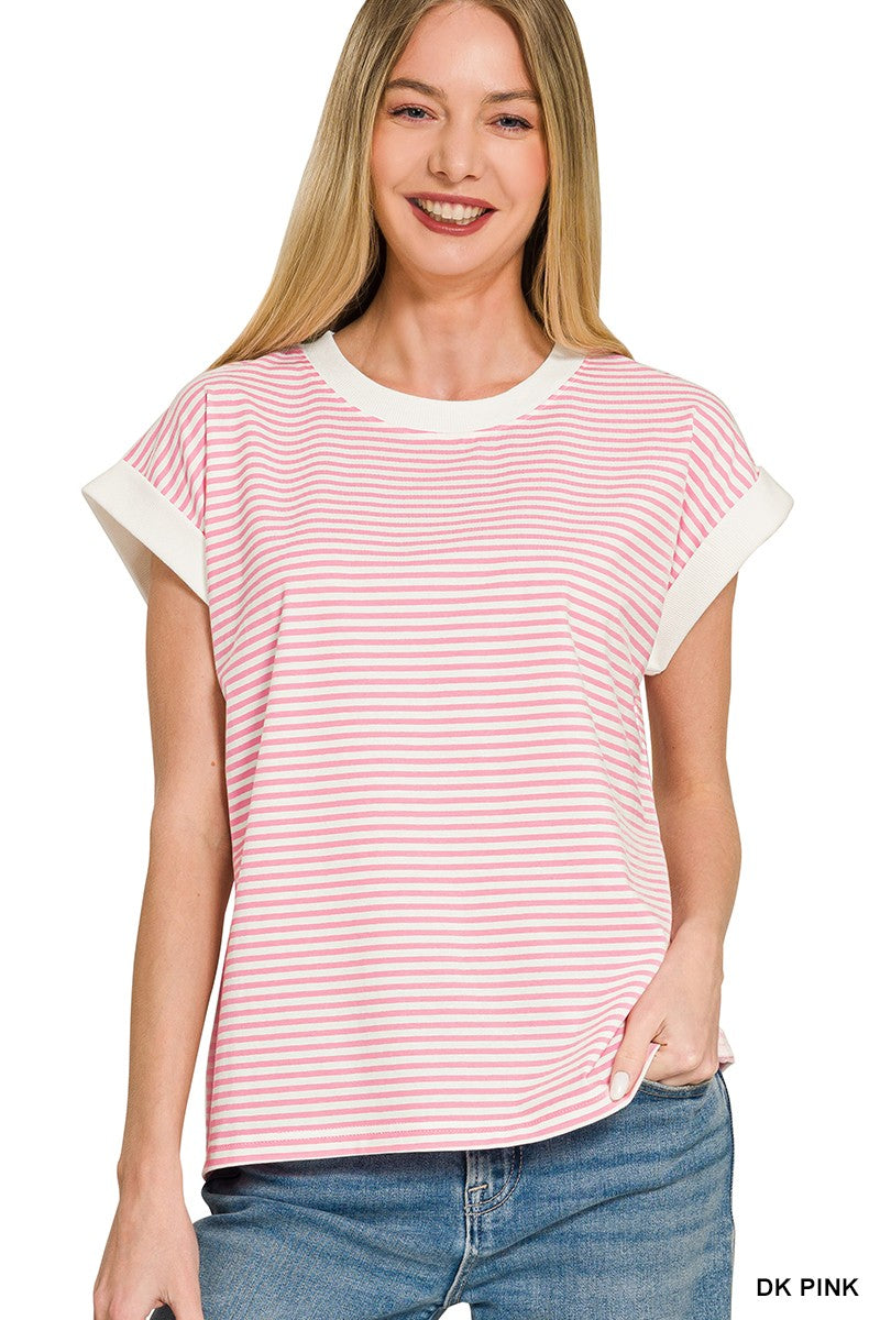 Lily Striped Top | Dark Pink
