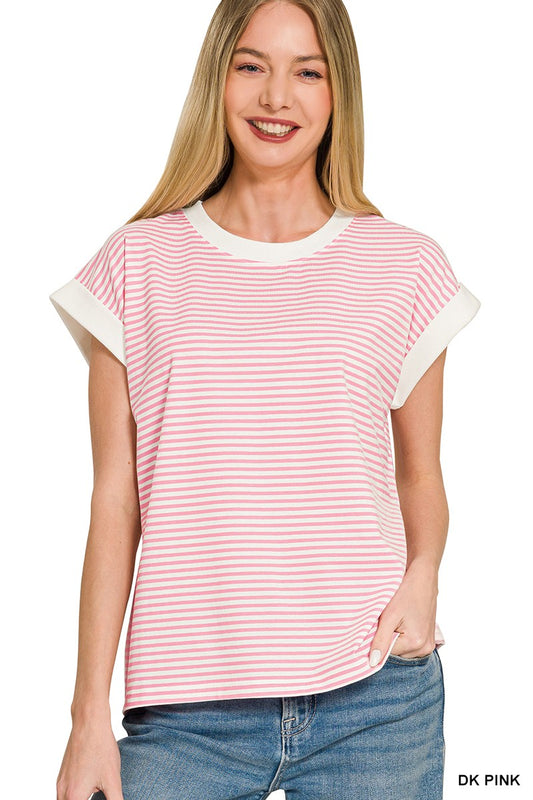 Lily Striped Top | Dark Pink